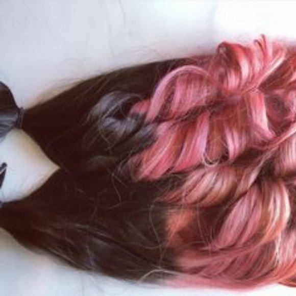 Black & Rose PInk Ombre Clip Human Hair Extensions main image 4